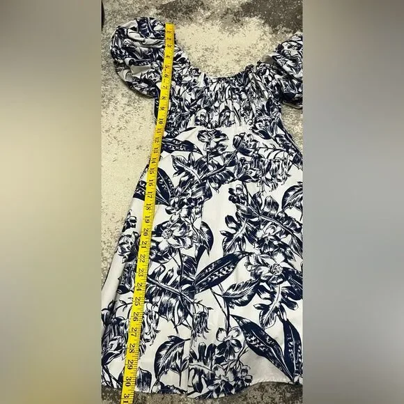 Abercrombie & Fitch The Emerson Poplin Puff Sleeve  Dress Blue White XS - Picture 5 of 8